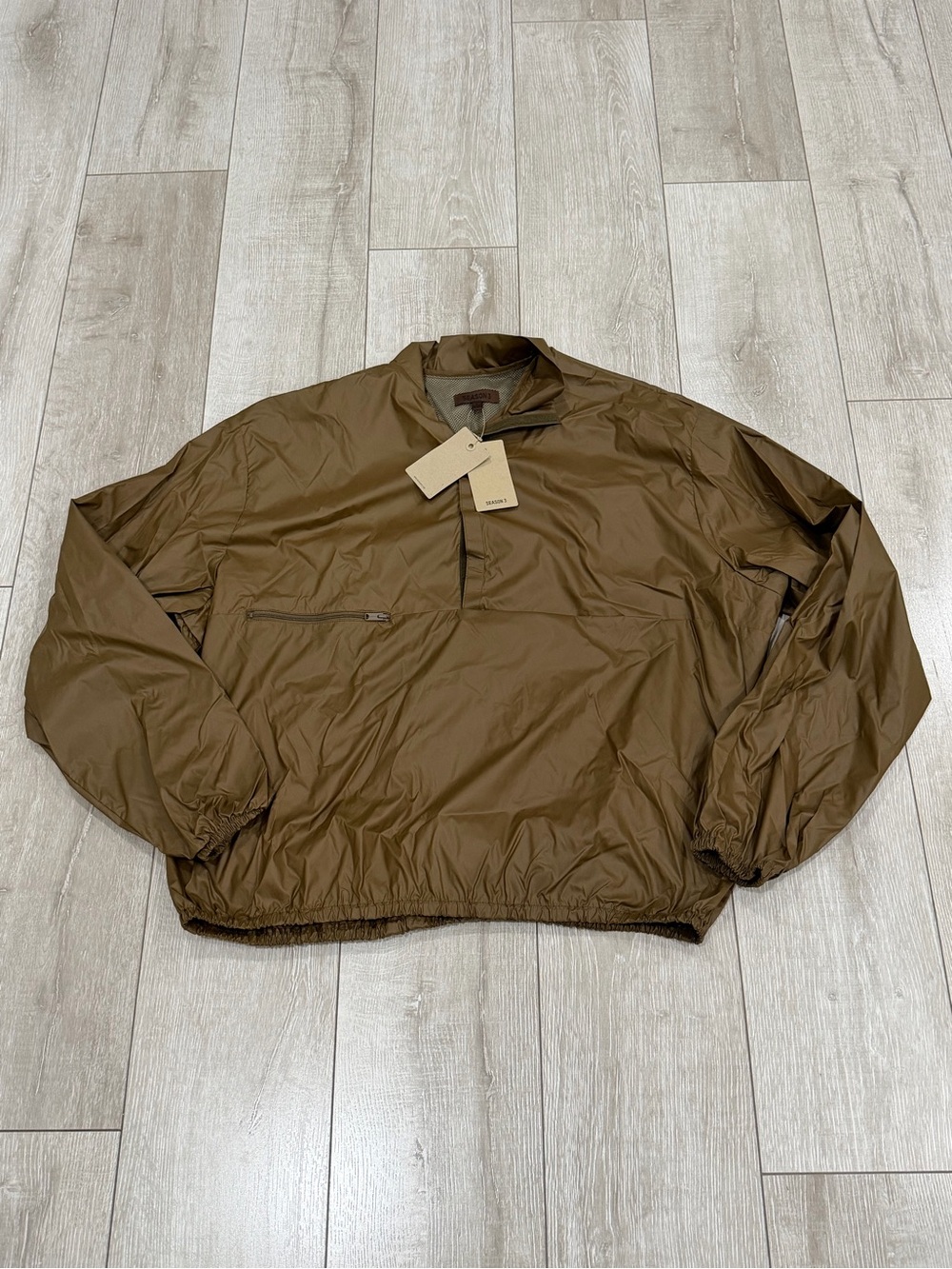 Men's Brown Pullover Windbreaker Jacket Velcro men L Yeezy season 3